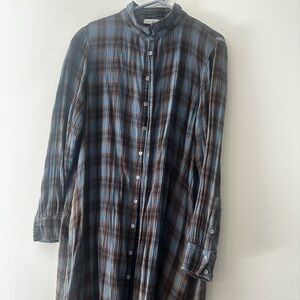 FREE PEOPLE x CP SHADES 1 Plaid Long Sleeves High Low Hem Shirtdress XL